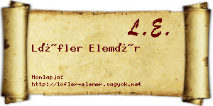 Löfler Elemér névjegykártya
